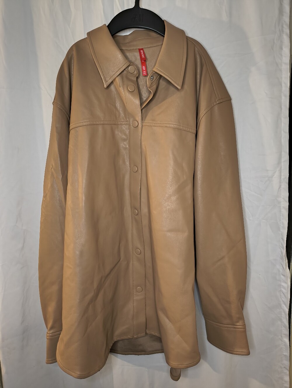 SPANX Camel Faux Leather Button-Front Shacket